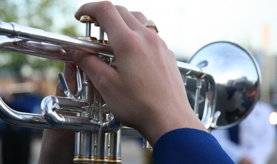 High school student playing the trumpet