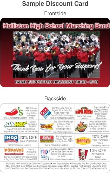 High School Marching Band Discount Card