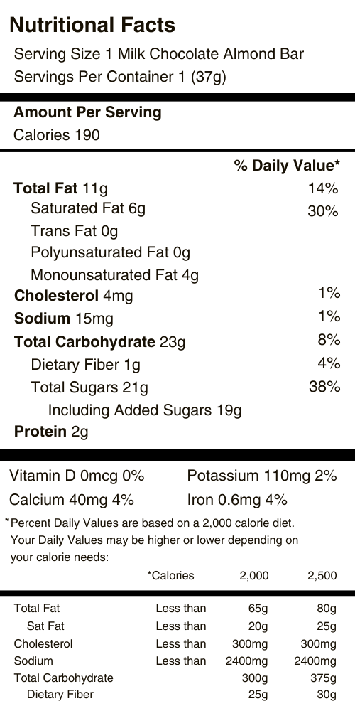 Almond Bar Nutritional Facts