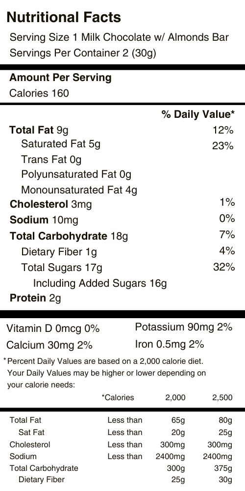 Almond Bars Nutritional Facts