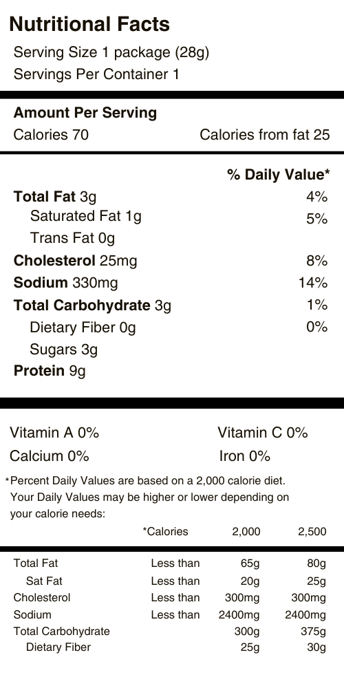 Sweet Annie Brown Sticks Nutritional Facts