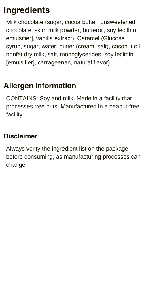 Caramel Bar Ingredients