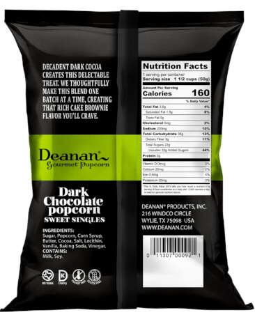 Dark Chocolate Popcorn Bag (Back)