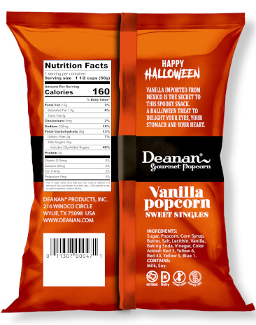 Halloween Vanilla Popcorn Bag (Back)
