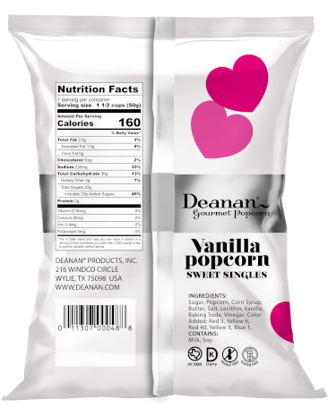 Hearts Vanilla Popcorn Bag (Back)