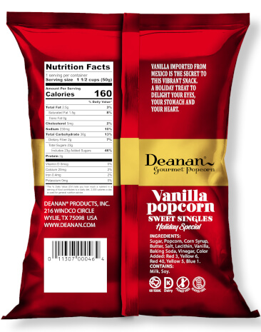 Holiday Vanilla Popcorn Bag (Back)