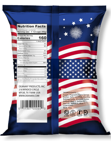 Patriotic Vanilla Popcorn Bag (Back)
