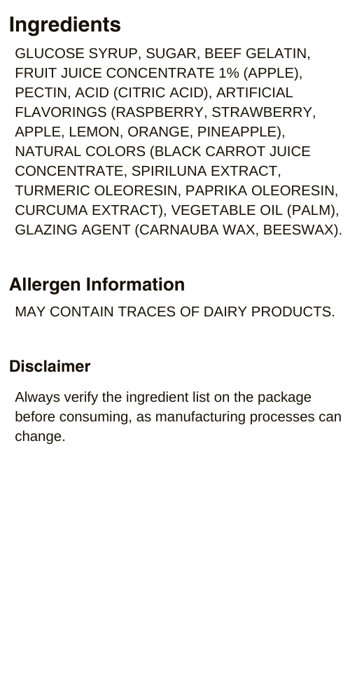 Regular Gummy Bears Ingredients