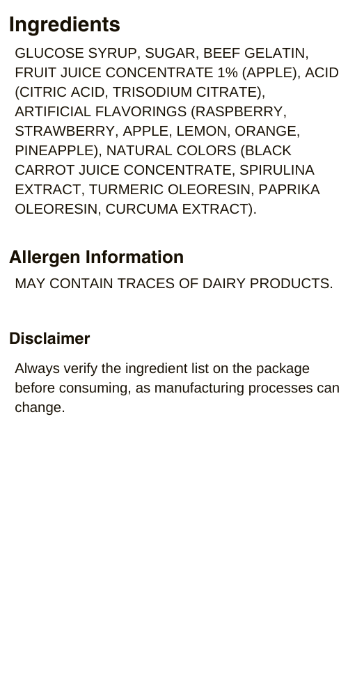 Sour Gummy Bears Ingredients