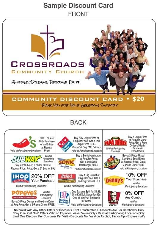 Community Church Fundraiser Discount Card