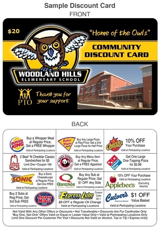 Elementary School PTO Fundraiser Discount Card