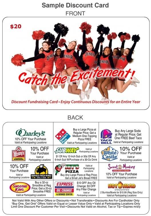 High School Cheerleader Fundraiser Discount Card