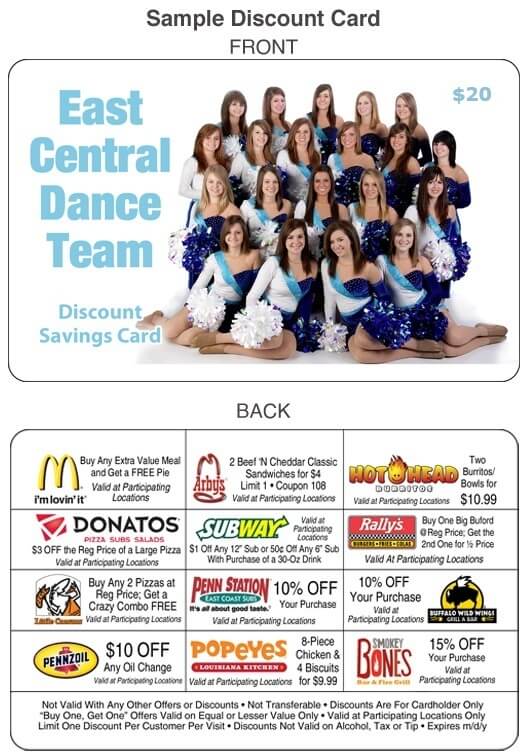 High School Dance Team Fundraiser Discount Card