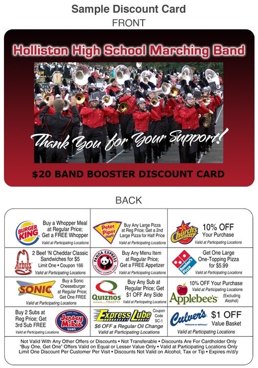 High School Band Fundraiser Discount Card