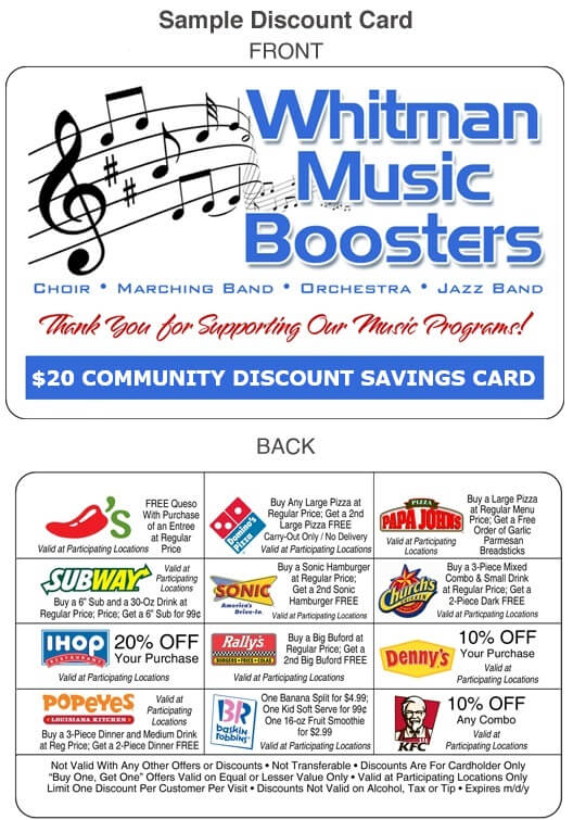 Music Boosters Fundraiser Discount Card