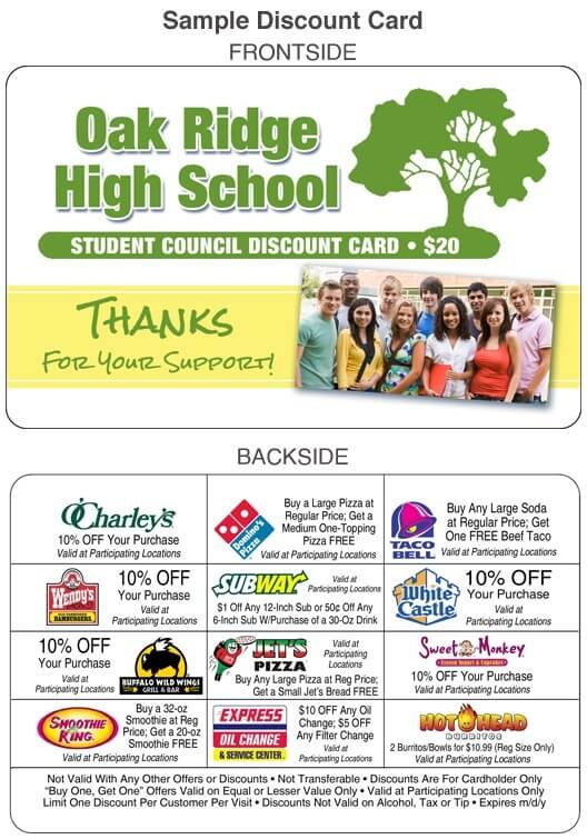 High School Student Council Fundraiser Discount Card