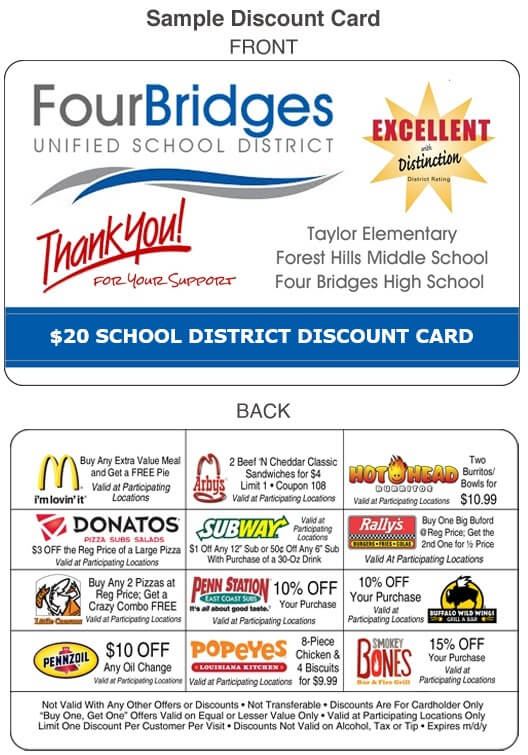 School District Fundraiser Discount Card