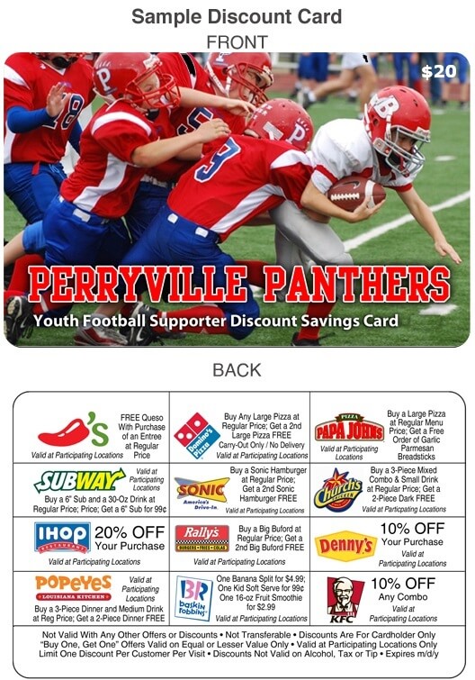 Youth Football Fundraiser Discount Card