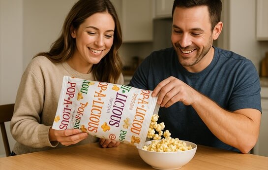 Adults enjoying popcorn