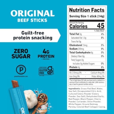 Beef Sticks Ingredient & Nutritional Information