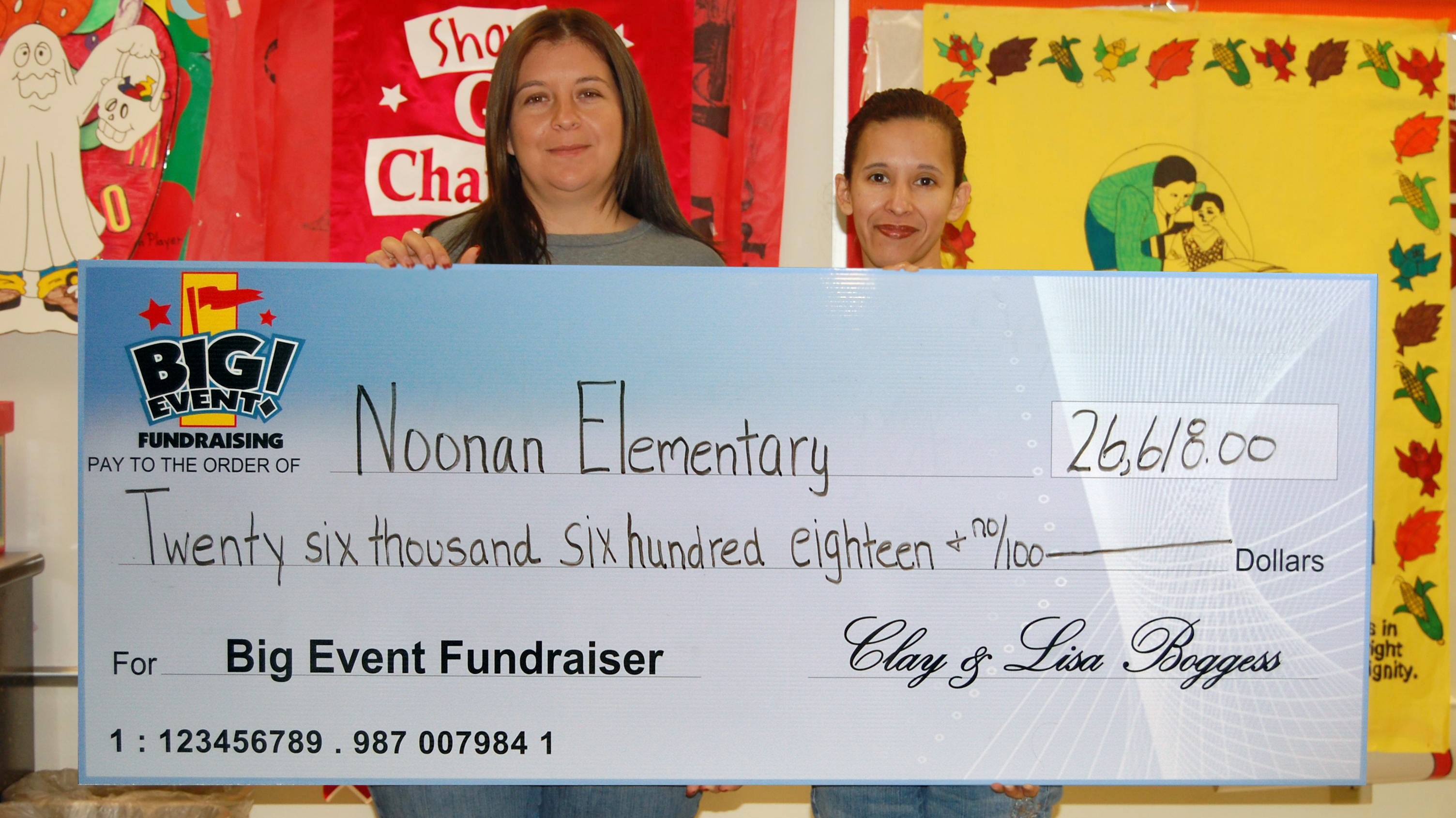 Elementary Students Excited About Magic Show Noonan Elementary fundraising team holding check