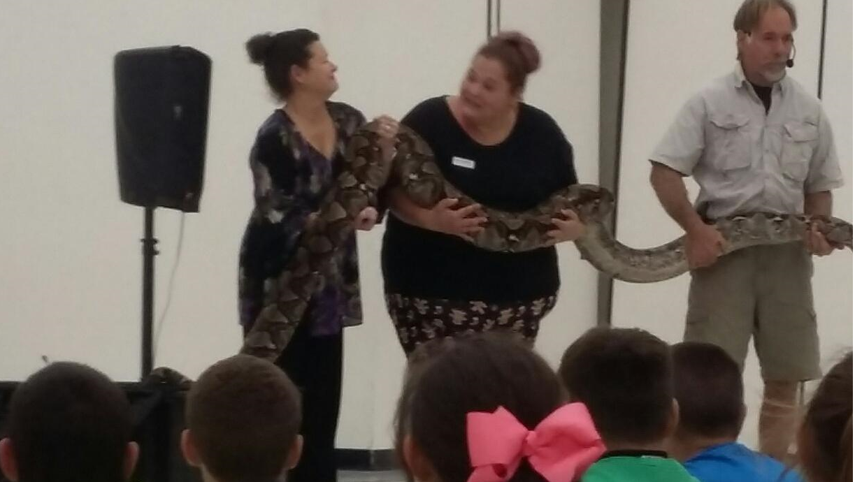 HJM Elementary School students enjoying reptile show