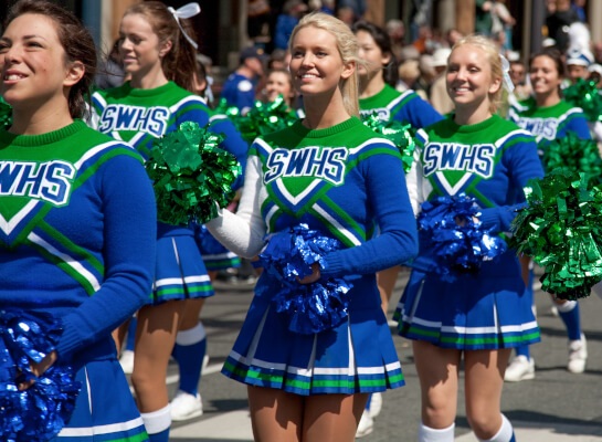 High school cheerleader parade