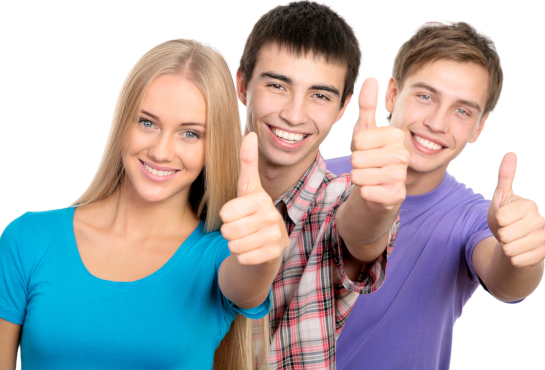 High school students giving thumbs up