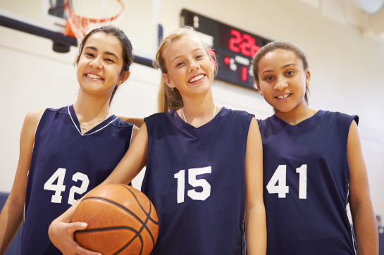 Middle school girls basketball players