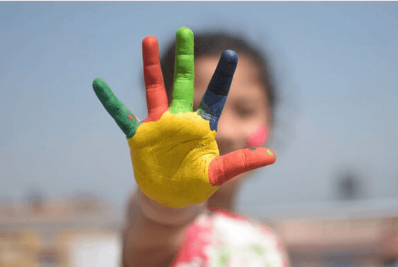 Preschool student's colored hand