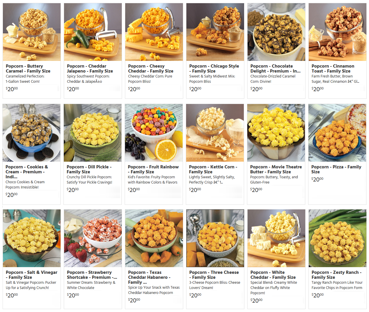 Popcorn Online Store Products