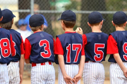 Little League baseball players