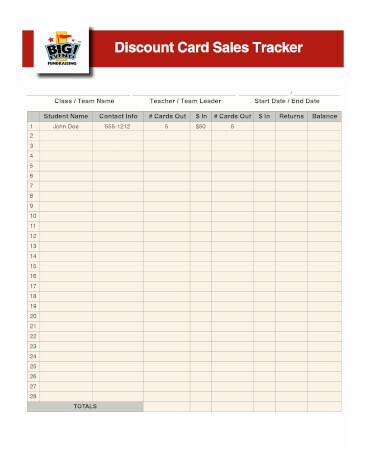 Discount Card Sales Tracker Discount Card Sales Tracker