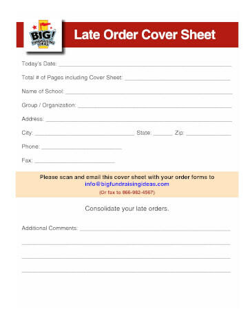 Late Order Cover Sheet