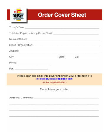 Order Cover Sheet