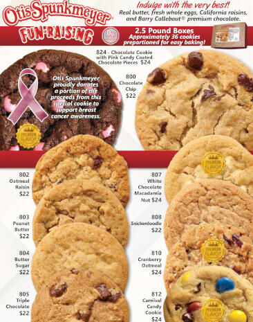 Otis Spunkmeyer Cookie Dough Fundraiser Brochure