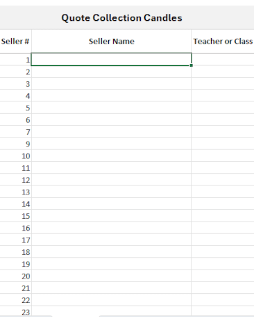 Quote Collection Candles Order Sheet