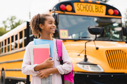 Middle School Student & School Bus