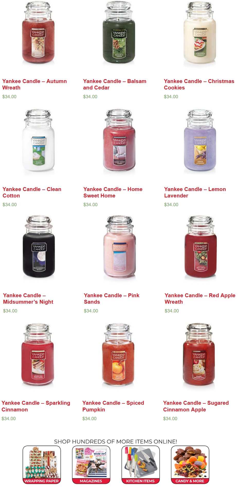 Yankee Candle Online Store Products